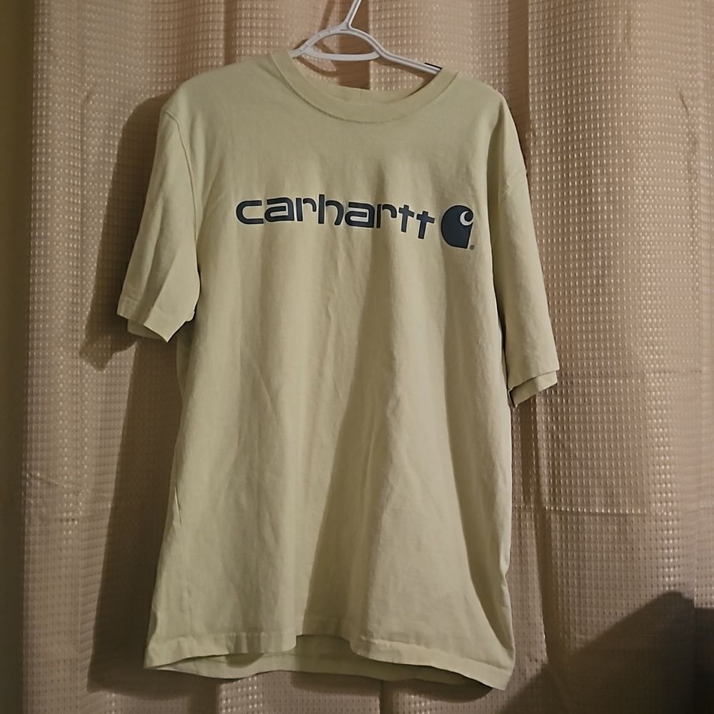 Carhartt  T-Shirt Men L Short Sleeve Loose Fit Crew Neck Graphic Yellow